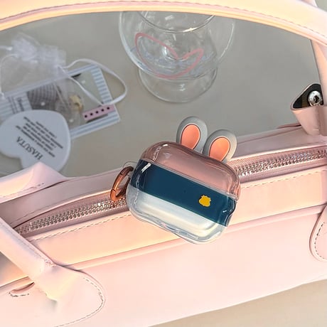AirpodsPro3ケース 人気 可愛い Airpods4/pro2カバー  耳付き  リング付 カップル/友達ペア お揃いコーデ[M5873]