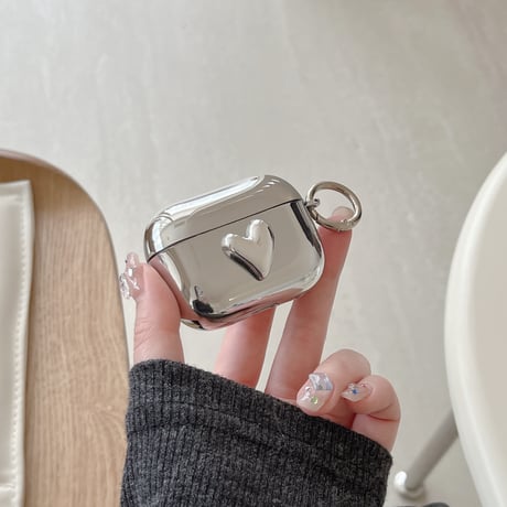 ハートデコ Airpods 4ケース ストラップ/リング Airpods3/Pro2ケース airpodsproカバー 可愛い 光沢感メッキ[M5094]