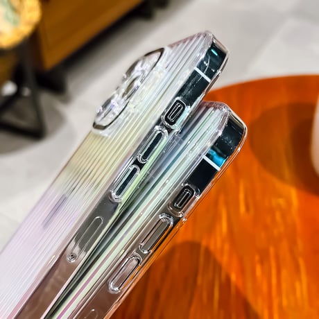 レーザー iPhone14/13proケース スタンド付 アイフォン13/12proカバー キラキラクリアケース 高品質高級感 落下防止[M3106]