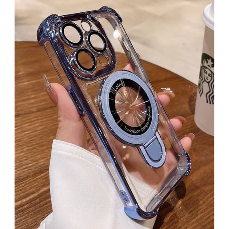 耐衝撃 MagSafe iPhone16Pro/15ProMaxケース スタンド 黄ばまない カメラ保護 iPhone14/12/13Proカバー カッコイイ[M3592]