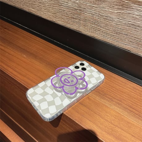 笑顔の花 グリップ   折り畳み式 スマホリング グリップトーク  可愛い  スタンド機能付き 透明感  全機種対応M1215