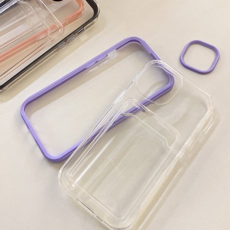 【iPhone15対応】カラー枠カード入れ付 iphone14/13promaxカバー  写真/メモ収納クリアアイフォン11/12miniケース  耐衝撃  頑丈 シンプル   M1094
