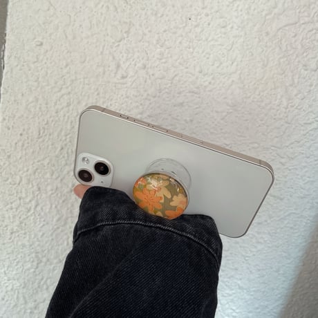 おしゃれ 花柄 スマホグリップ  伸び縮み式 綺麗 ガラス 透明グリップトーク  スマホリング  落下防止 卓上スタンド機能 可愛い ファッション 多機能[M1606]