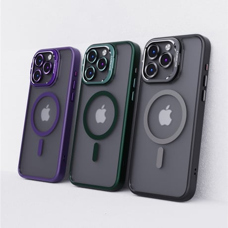 指紋防止 Magsafeスタンド iPhone15pro/15promaxケース 強化ガラスレンズフィルム iphone14Pro/13/12ケース 高品質耐衝撃[M3750]