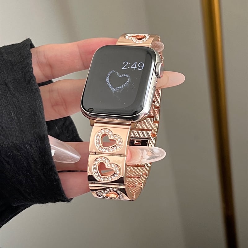 透かし彫りジュエリーハート AppleWatchバンド 高級感 アップル 