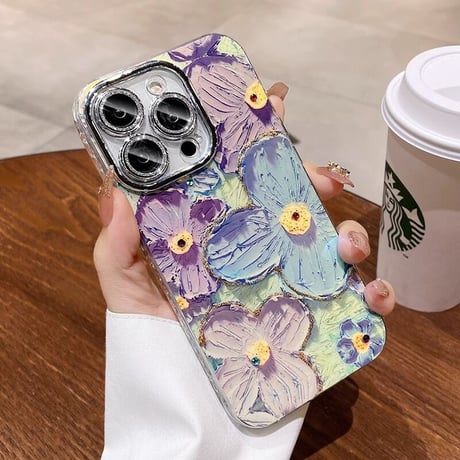 かわいい iPhone16/15pro/15promaxケース 花柄 レンズ保護 キラキラ光る 綺麗iphone14/13/12proカバー [M3533]