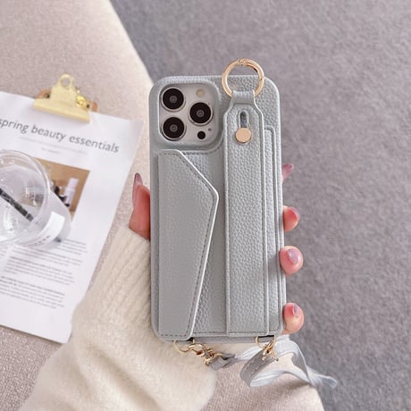 ショルダーストラップ iPhone14/15proカバー カード収納 ベルト付 アイフォン13pro/12/11proケース  多機能 高品質 使いやすい [M2646]