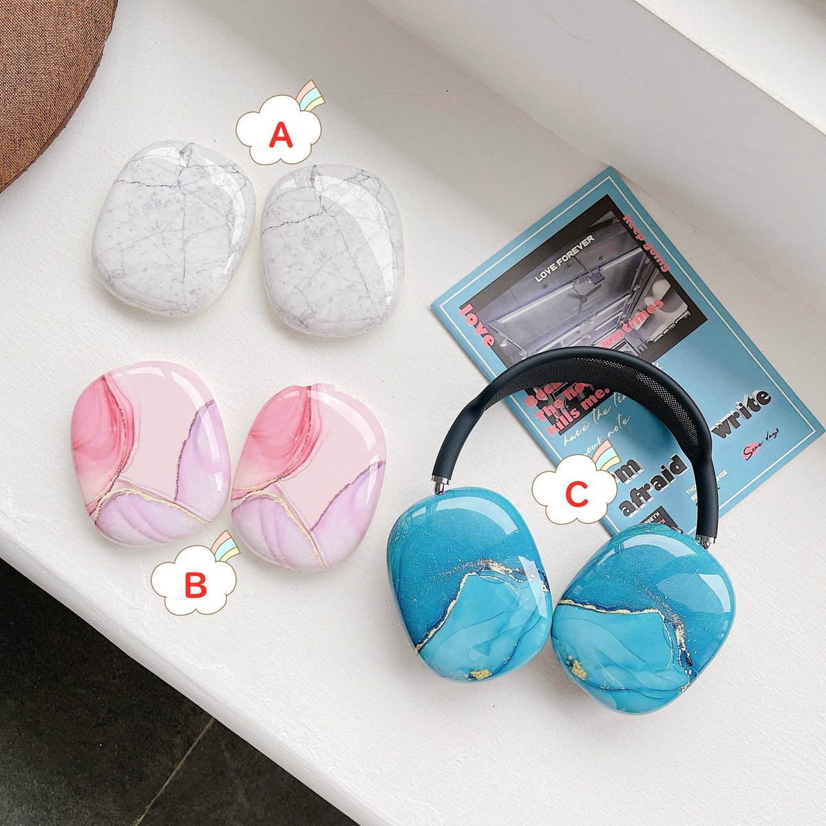 AirPods Max ケース 大理石柄 ツヤ感ある ヘッドホン AirPods Max ケース 大理石柄 ツヤ感ある ヘッドホン