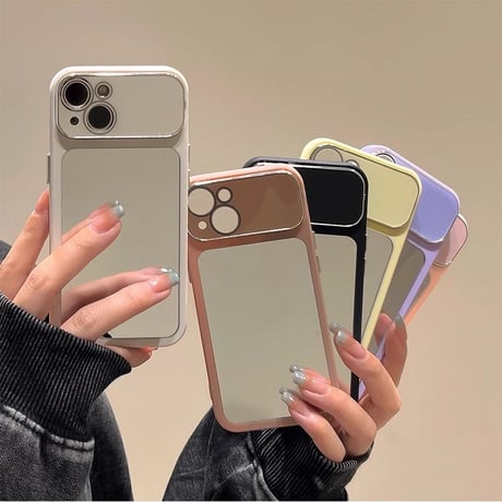 鏡 iPhone15/15Pro/15promaxケース  シンプル風 iPhone14pro/13Pro/12カバー 女子に人気 便利[M4028]