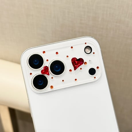 レッドダイヤ カメラ保護カバー キラキラ iPhon17ProMax/17Pro/17/Air 可愛い ハンドメイド 女子力アップ [M6100]