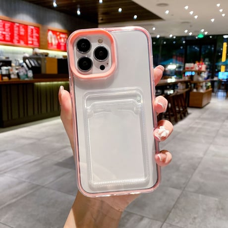 ICカード入れ iphone14pro/15proケース  カラー枠 頑丈iphone13/12/11proカバー   シンプル  お揃い 使いやすい 定番[[M2663]
