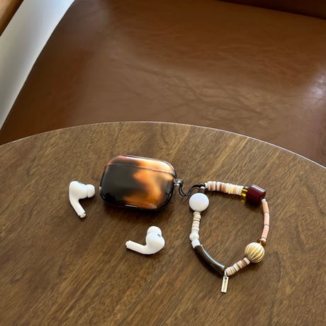 ぼかしブラウン Airpods 4ケース 琥珀色 Airpodspro2/proカバー Airpods3/2 高級感ストラップ 光沢感ある[M4851]