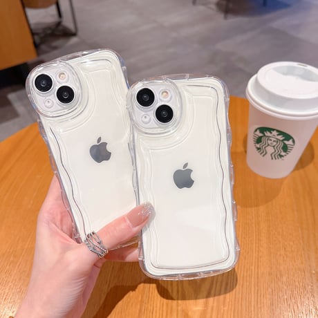 クリア iPhone17e/17Pro/16/15proケース  うねうね シンプル風 アイフォン14pro/13/12/11カバー 落下防止 定番 使いやすい [M2775]