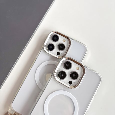 ストラップ付 MagSafe対応iPhone15/15proケース 黄ばまないクリアiPhone14pro/13/12カバー シンプル風 高級感[M4062]