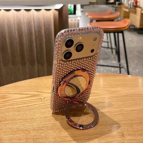 ジュエリーデコ iPhone17Pro/17ケース ミラーリングスタンド iPhone16/15promax/14/13proカバー ストラップ[M6026]