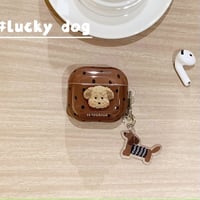 犬ちゃん Airpods 4ケース 水玉模様 Airpods3/Pro2ケース airpodspro2カバー  女子力UP キーチェーン付 大人可愛い[M5241]
