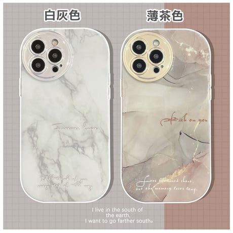 大理石調 iphone14/13proケース 頑丈耐衝撃 アイフォン12プロ/11カバー 高級感ぼかし 淡色 全面保護 お揃い[M3031]