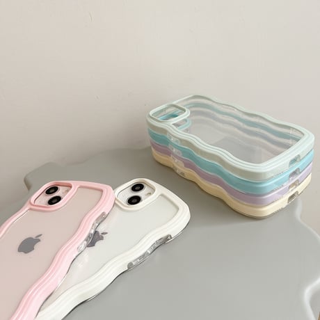 【iPhone16対応】波デザインの枠 iphone15/14/13/12promaxケース  耐衝撃 クリア iphone11/XSMAXカバー  頑丈 耐久性 人気品[M1732]