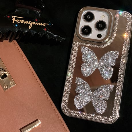 ジュエリー 鏡iPhone16pro/16カバー キラキラ上品 iPhone15pro/14/13proケース トレンドファッション オシャレ [M5109]