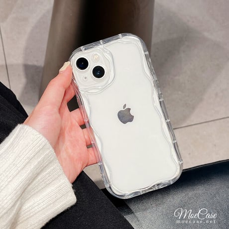 クリアiPhone15/14proケース 波紋枠レンズカバー アイフォン13/12pro/11カバー 透明 全面保護 落下防止 [M2835]