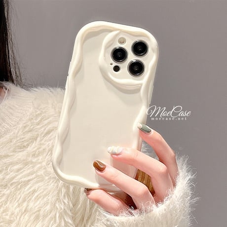 淡色アイボリー iPhone14/14proケース 波紋枠レンズカバー アイフォン13pro/12/11カバー 全面保護 落下防止 頑丈[M2836]