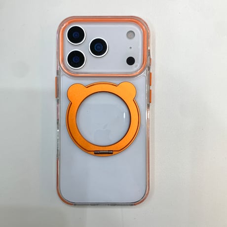 熊耳付リングスタンド iPhone17/17Proケース MagSafe対応 透明 iPhone16Pro/15/14ProMaxケース シンプル風 高品質[M6248]