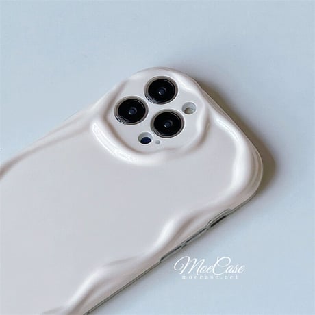 淡色アイボリー iPhone14/14proケース 波紋枠レンズカバー アイフォン13pro/12/11カバー 全面保護 落下防止 頑丈[M2836]