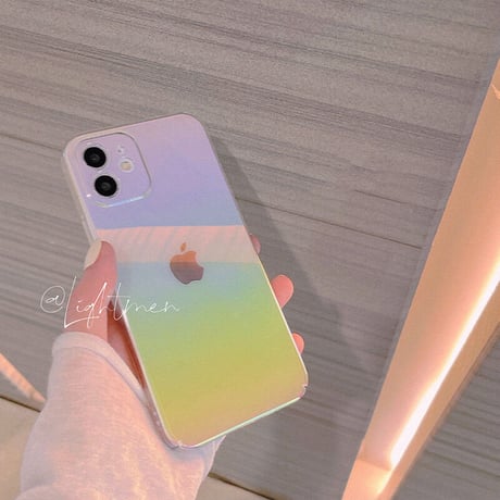 オーロラ色光る iphone13pro/13promaxケース  綺麗透明 iphone12pro/11カバー  グラデーションカラーM991
