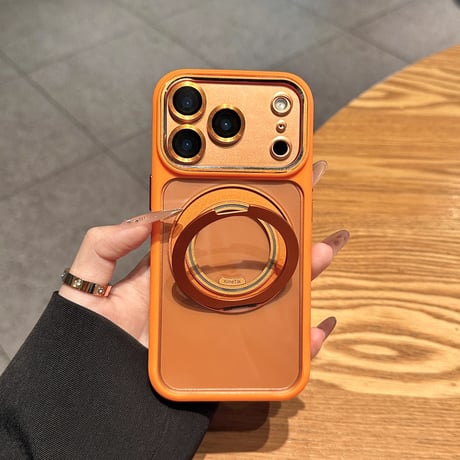 高機能高品質 iPhone17pro/17promaxケース MagSafeリングスタンド iPhone16/15/14シリーズカバー 耐衝撃 レンズカバー付[M5751]