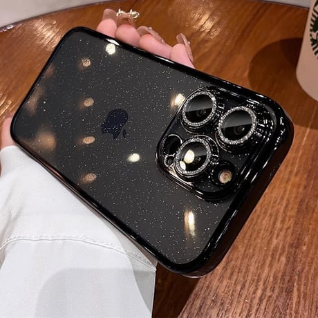 オシャレ iPhone15pro/15ケース  キラキラレンズカバー ラメ入りアイフォン14/13/12proクリアカバー ソフト 黄ばまない 色剥げない[M3660]