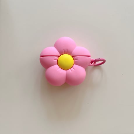 花 Airpods4ケース ギフトにおすすめ AirpodsPro2ケース airpods3/2ケース リング付 シリコン ピンク[M5510]