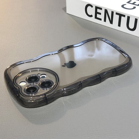滑りにくい透明 iphone14plus/13proケース  ハート型カメラレンズ アイフォン12/11カバー  波紋枠 可愛い[M2178]