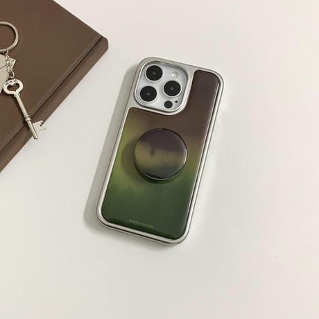 グラデーション iPhone16pro/16カバー グリップ付き iPhone15pro/14promax/13ケース 上品 シック [M5349]