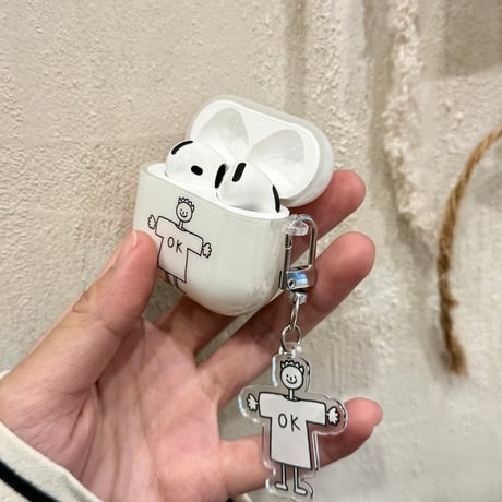 ペア AirpodsPro3ケース  女の子/男の子 Airpods4/3カバー pro2/Pro1ケース 可愛いキーホルダー付 お揃いコーデ[M6220]