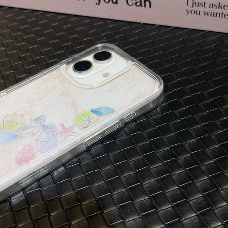 液体ラメ iPhone16pro/16ケース 動くヒトデ/シェル iPhone15pro/14/13promaxカバー 可愛い ギフトにおすすめ 夏に人気[M5481]