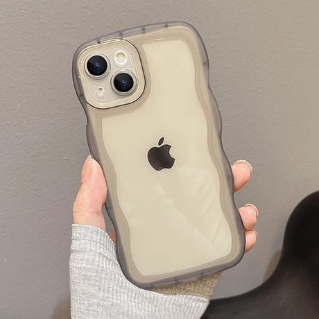 ウェーブ型 iPhone15/16proケース うねうねクリア iPhone14pro/13/SE第3世代カバー 落下防止[M3480]