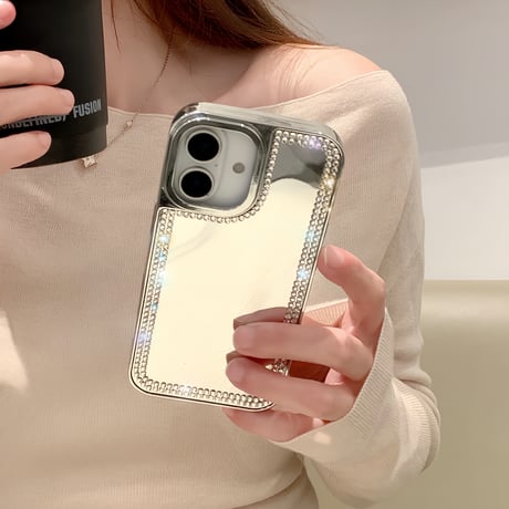 ジュエリーミラー iPhone16pro/16カバー おしゃれ iPhone15promax/14pro/13ケース 頑丈 上品 可愛い [M5158]