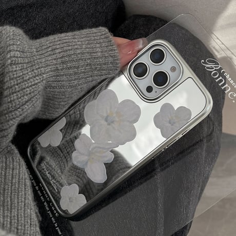花柄 鏡 iPhone16/16proケース 大人可愛い アイフォン15promax/14/13proケース 丈夫 メイク直し 女子力UP [M5089]