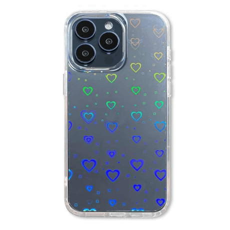 iPhone16eケース キラキラハート柄 iPhone16/15pro/14/13promaxケース 綺麗 黄ばまない 人気 [M5128]