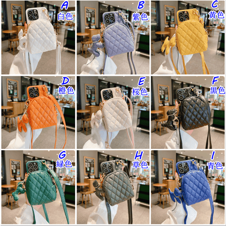 小銭入れ iphone14pro/14plusケース  レザー製 肩掛けストラップ アイフォン13/12/11カバー カメラカバー 犬アクセサリー付 実用[M2447]