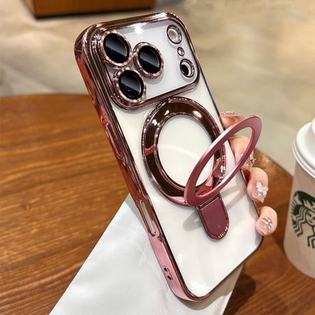 MagSafeリングスタンド iPhone17Pro/17ProMaxケース 強力ガラスレンズカバー iPhone17/Airケース 大人気 [M5682]