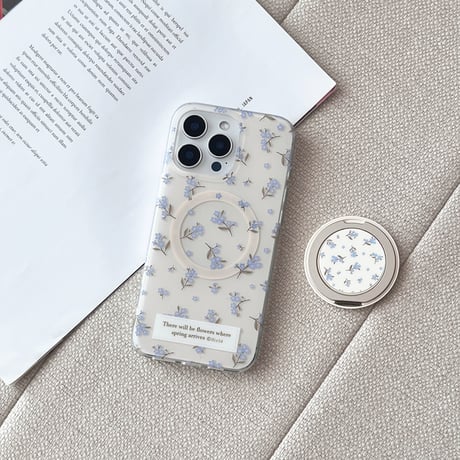 MagSafeリングスタンド iPhone16/16Proケース 花柄 ワイヤレス充電iPhone15Pro/14/13カバー コスパ抜群 女子力高い [M4853]