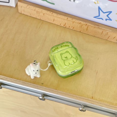犬ちゃん Airpods4ケース うねうね AirpodsPro2ケース airpods3/2カバー  かわいい キーチェーン付 淡色系 [M5345]
