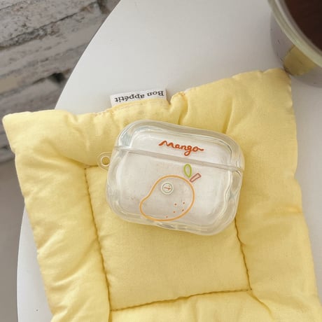 マンゴー AirpodsPro3ケース うねうね Airpodspro3/2/1カバー Airpods第3/2世代 果物キーホルダー 美味しいそう[M6450]
