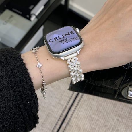 ダイヤ/パール AppleWatchバンド 高級感高品質 AppleWatchベルト Ultra3/2/1 Series 11/10/9/8 SE3/2 高品質 エレガント 美しい[M5791]