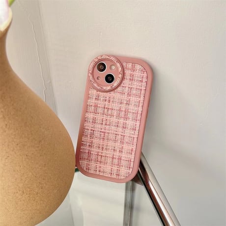 セレブ愛用 iphone14/14proケース  ツイード生地 iphone13/12/11カバー シンプル風  高級感 耐久性[M2368]