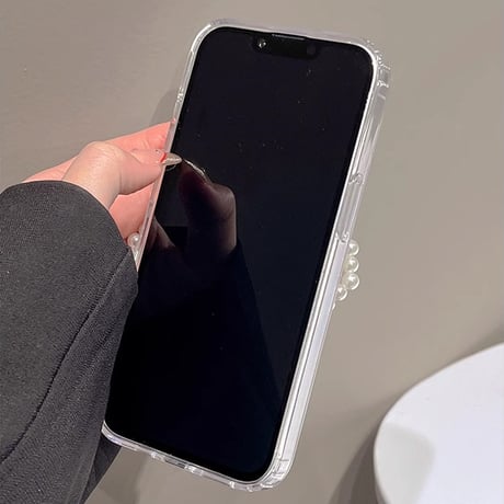 真珠リボン iPhone15/15Proケース 可愛いクリア黄ばまない iPhone14Pro/13/12カバー 女子力アップ ギフトにおすすめ [M3812]