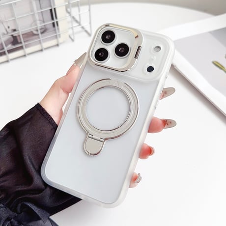 高機能高級感 iPhone17pro/16promaxケース MagSafeリングスタンドiphone15/14promax/13/12proカバー 耐衝撃 黄ばまない[M4058]