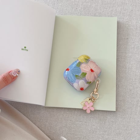 オシャレ Airpods 4ケース 花柄 Airpods3/Pro2ケース airpodsproカバー キーホルダー付 頑丈[M5106]