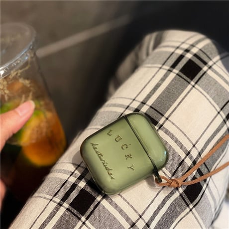 Lucky AirpodsPro第3世代ケース  透明 グリーン airpods4/3カバー  高級感 艶あり  ファッションM1471